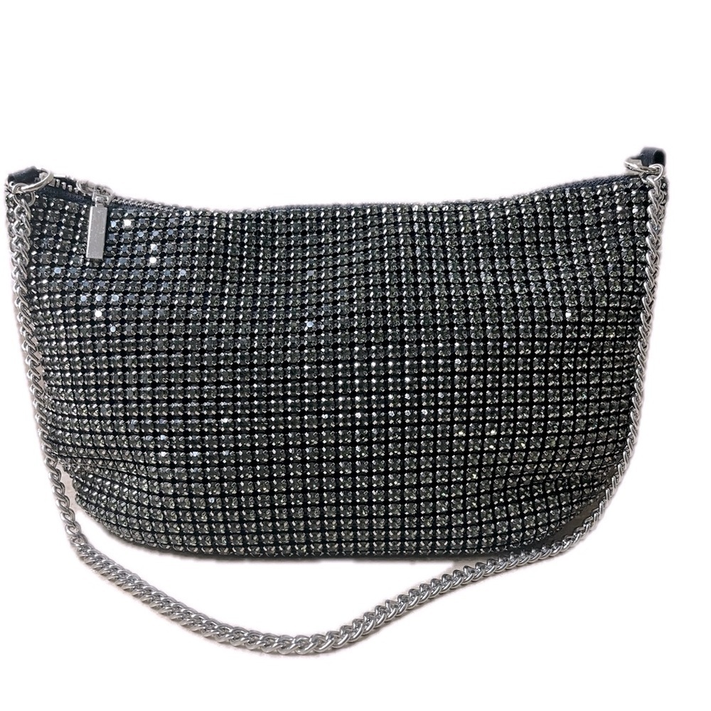 NWOT NINA RICCI Women's Large Crystal Baguette Shoulder Bag, Color is Smokey